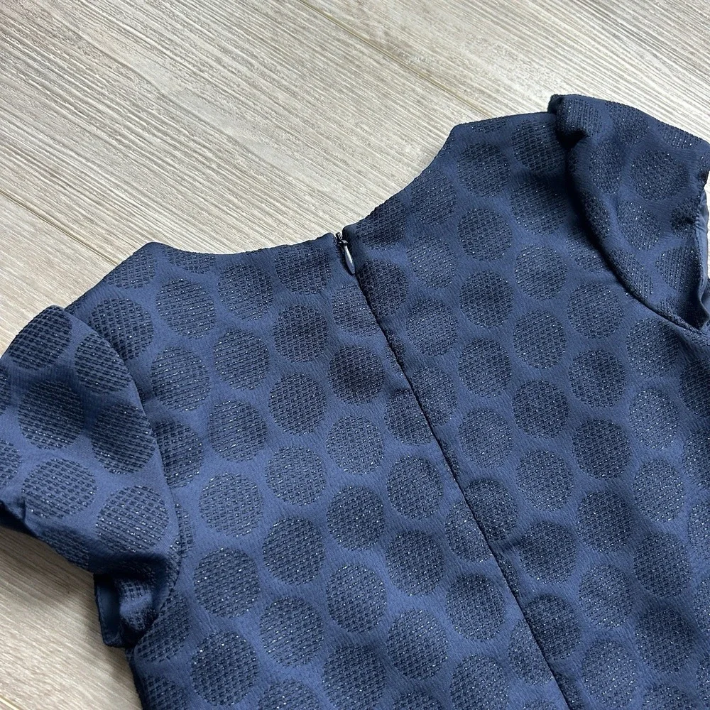 Gymboree 2014 Girls Sz 7 Holiday Shine Sparkle‎ Dot Bow Dress Navy Blue Holiday
